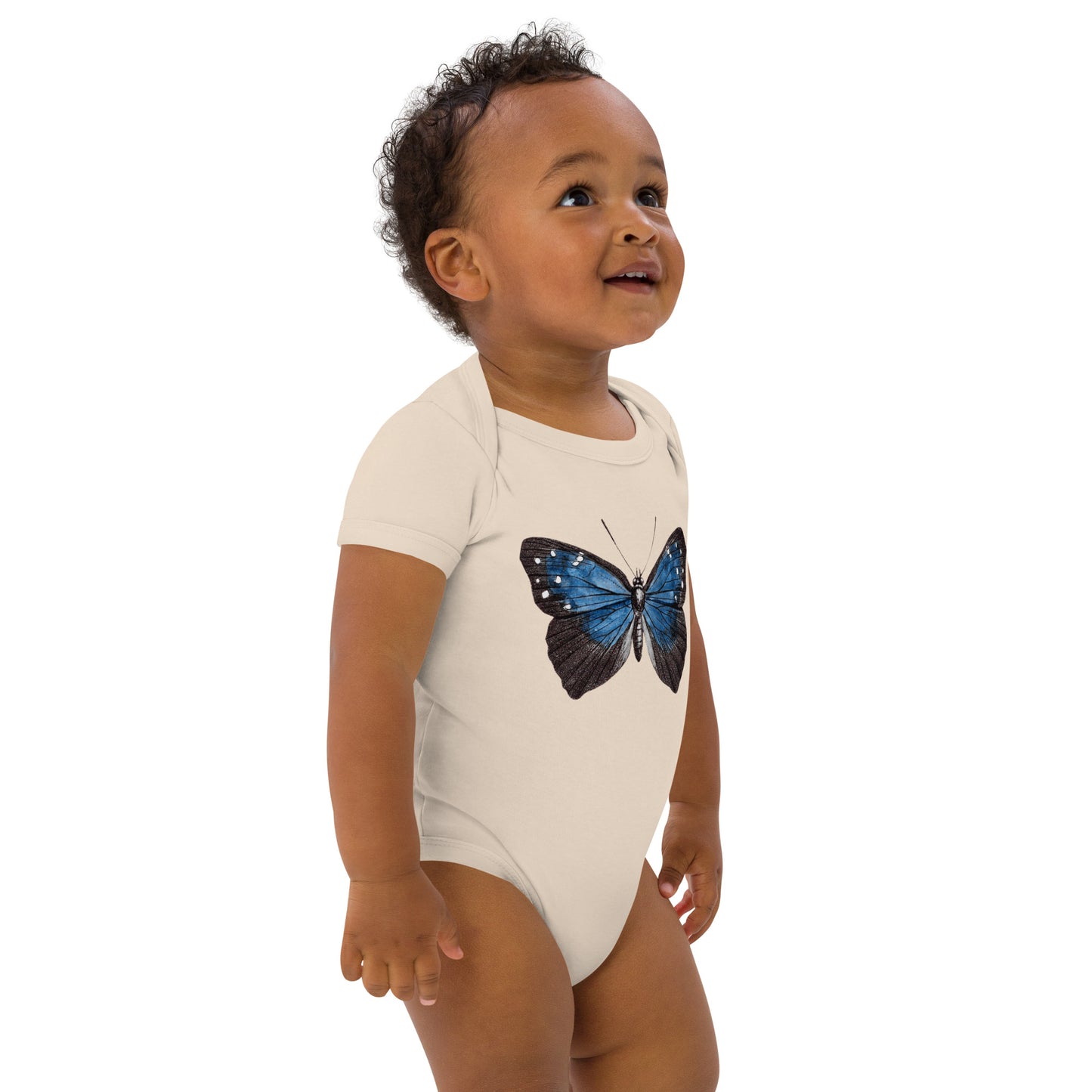 Two Owls Black/Blue Butterfly Organic cotton romper