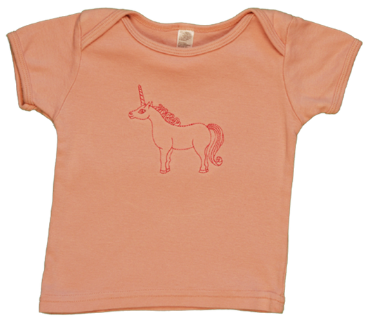 TwOOwls Pink/Pink Unicorn Short Sleeve Tee -100% organic cotton-Made in the USA