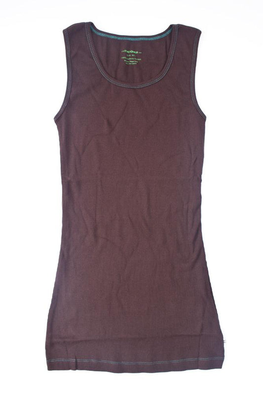 TwOOwls Brown/Blue Womens Long Tank Top -100% organic cotton