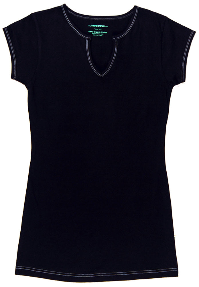 TwOOwls Black/White Womens Short Sleeve Tee -100% organic cotton