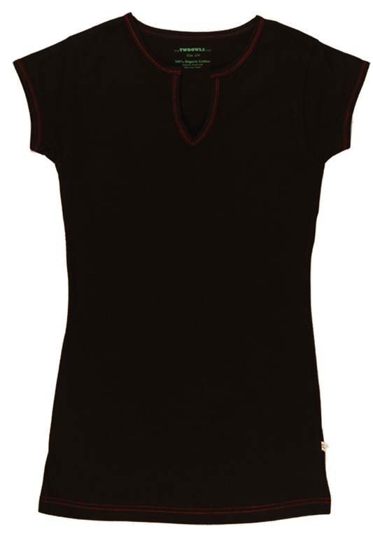 Women’s Black/Red Short Sleeve Tee -100% organic cotton