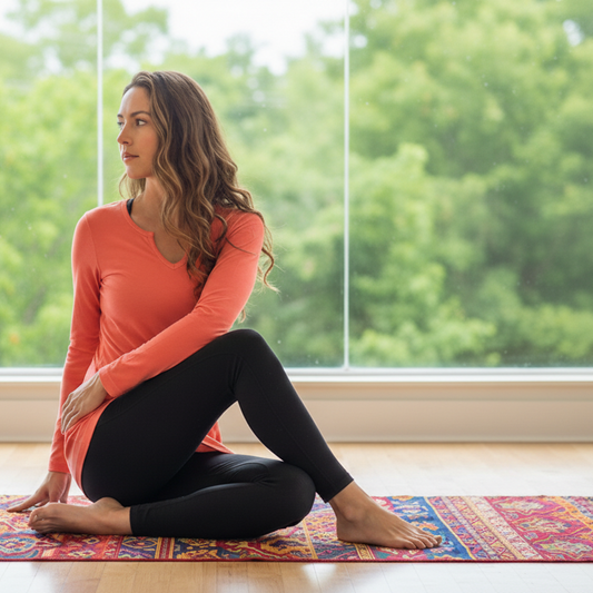 TwOOwls Red/Coral Women's Long Sleeve Tee -100% organic cotton-Made in the USA