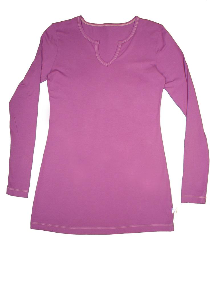 TwOOwls Plum/Coral Women's Long Sleeve Tee -100% organic cotton-Made in the USA