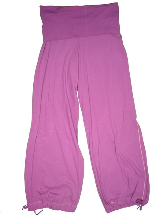 TwOOwls Plum/Coral Women's Wide Tie Long Pants -100% organic cotton-Made in the USA