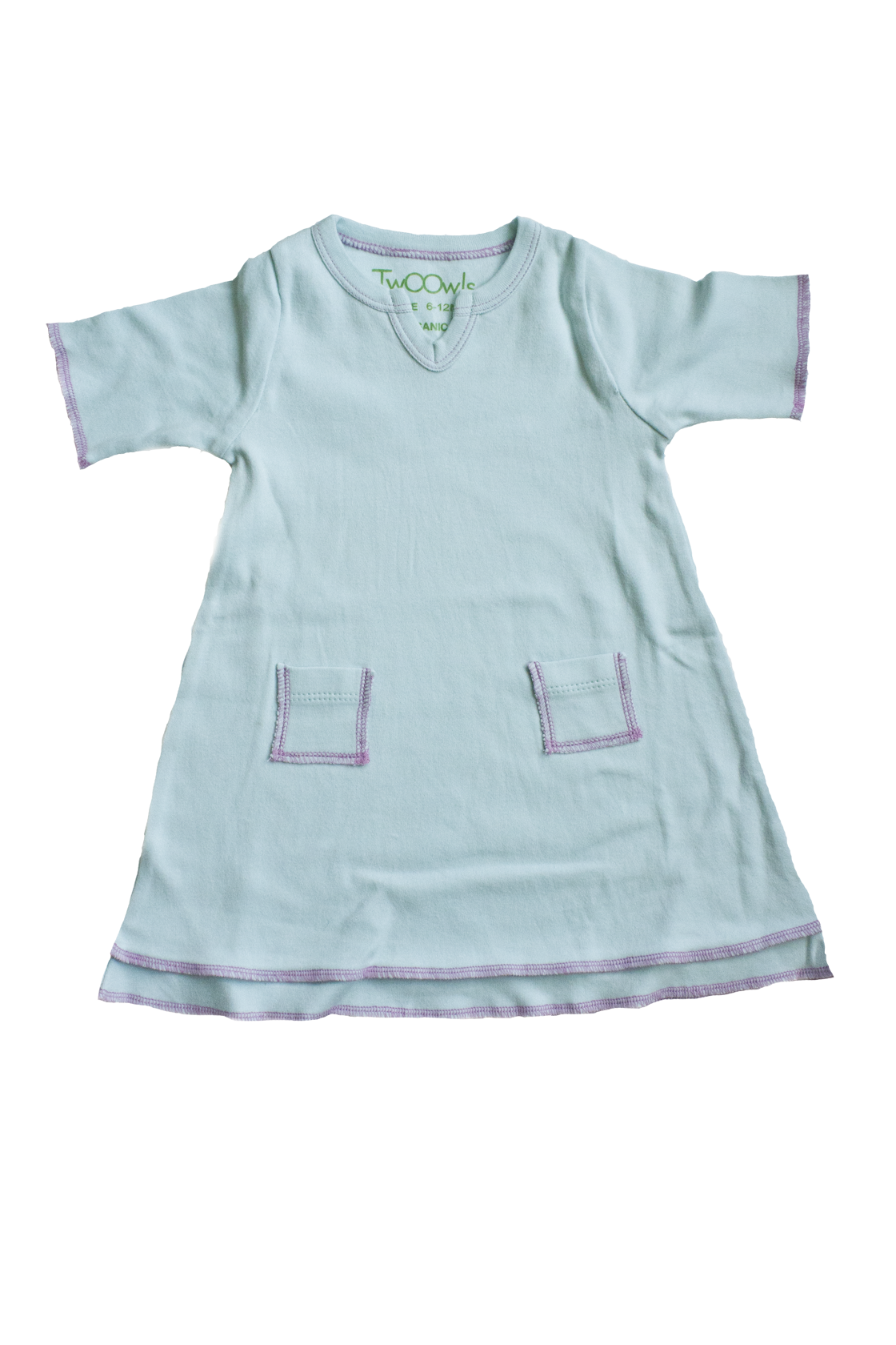 TwOOwls Turquoise/Pink Baby Tunic Dress -100% organic cotton