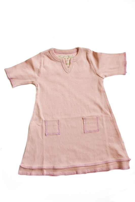 TwOOwls Salmon/Pink Baby Tunic Dress -100% organic cotton