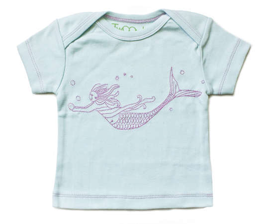 TwOOwls Turquoise/Pink Mermaid Baby Short Sleeve Tee