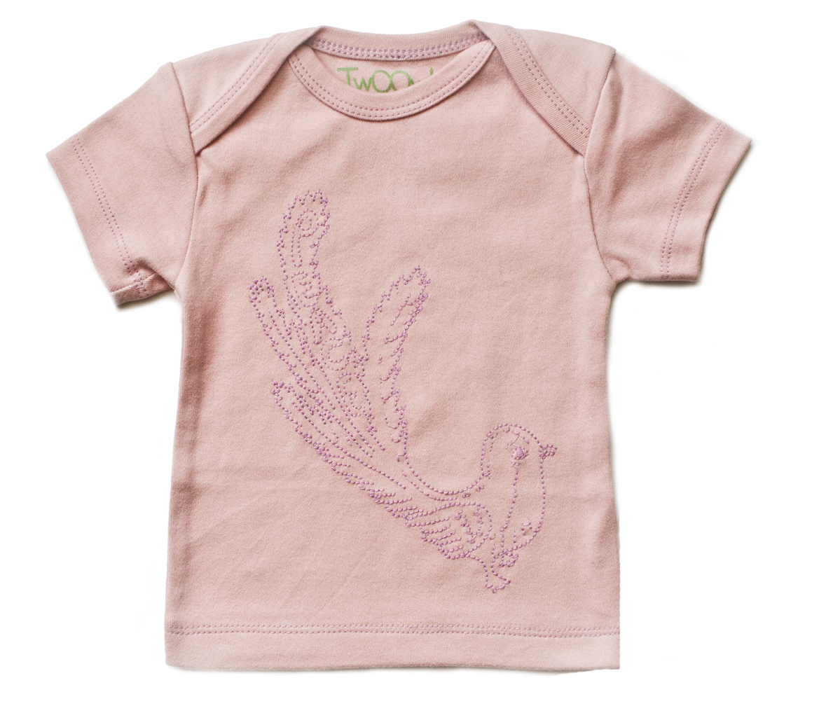 TwOOwls Salmon/Pink Peace Bird Short Sleeve Tee -100% organic cotton