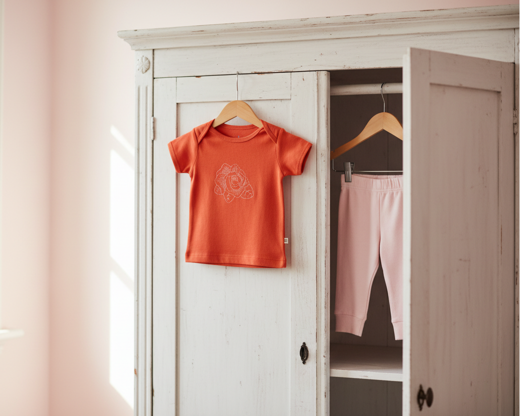 TwOOwls Orange/Pink Rose Baby Short Sleeve Tee