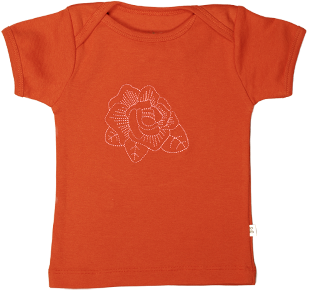 TwOOwls Orange/Pink Rose Baby Short Sleeve Tee