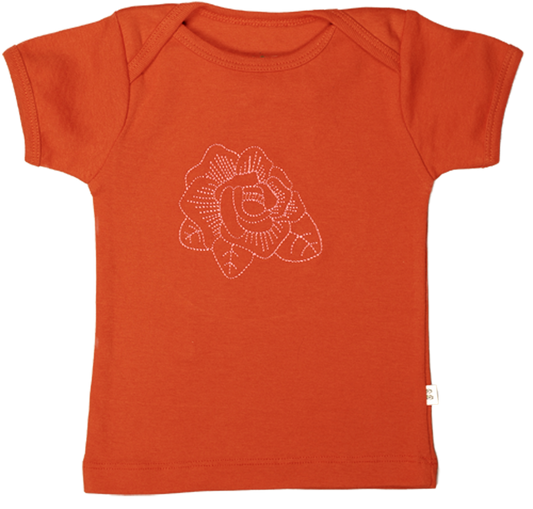 TwOOwls Orange/Pink Rose Baby Short Sleeve Tee