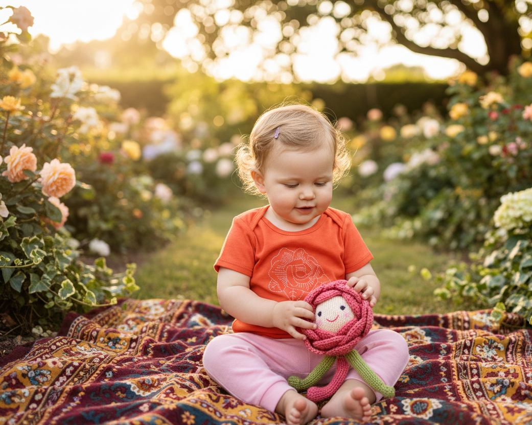 TwOOwls Orange/Pink Rose Baby Short Sleeve Tee