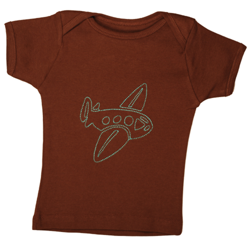 TwOOwls Brown/Blue Airplane Baby Short Sleeve Tee