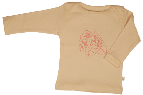 Natural/Pink Rose Baby Long Sleeve Tee