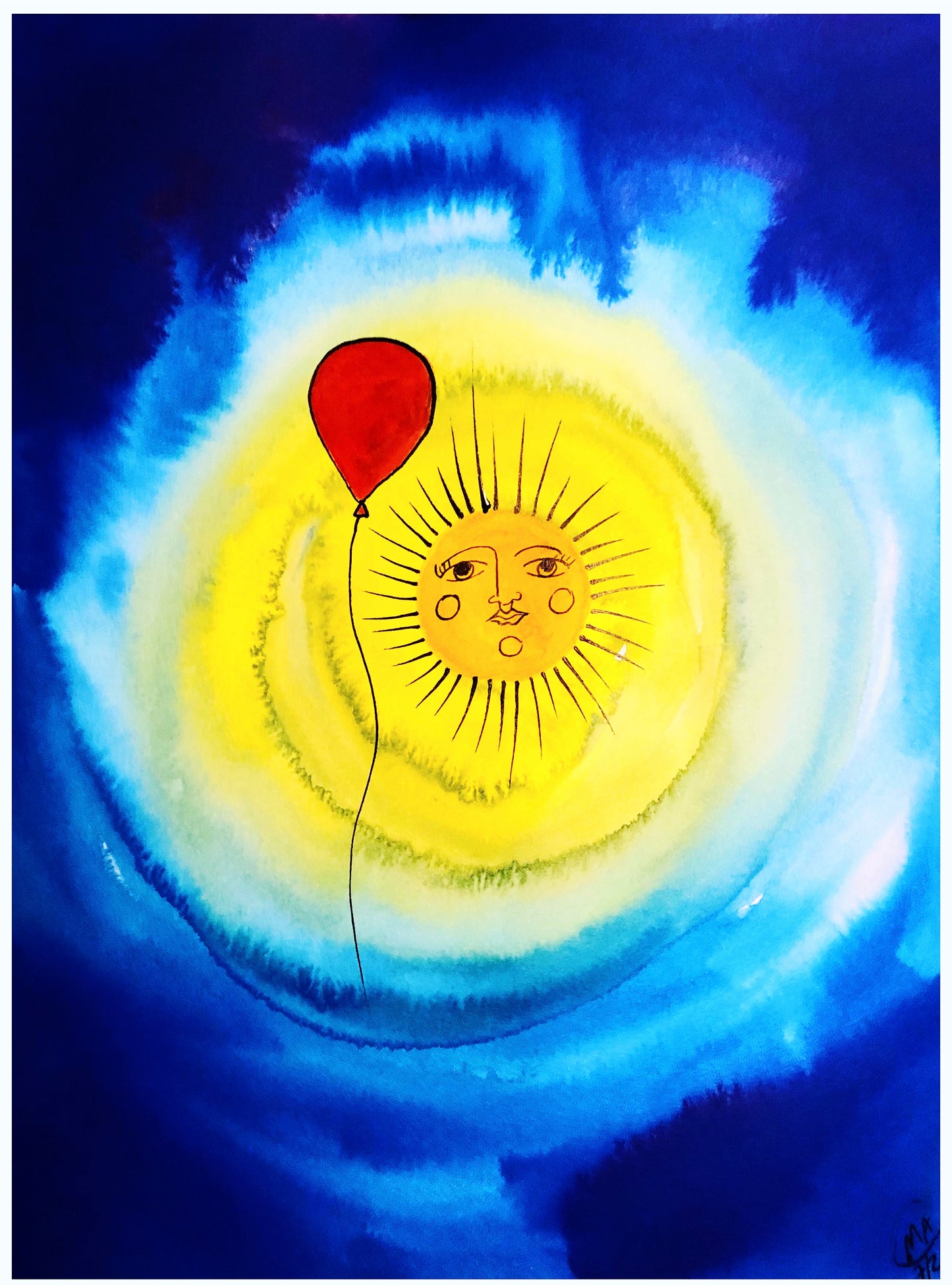 Fine Art Print “Sun, Moon, and Red Balloon"