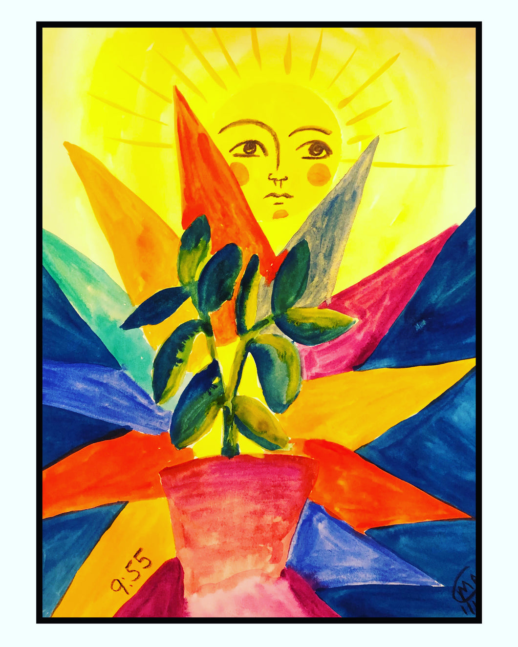 Velvet Fine Art Print “Plant in the Window with a Rainbow Star 9:55