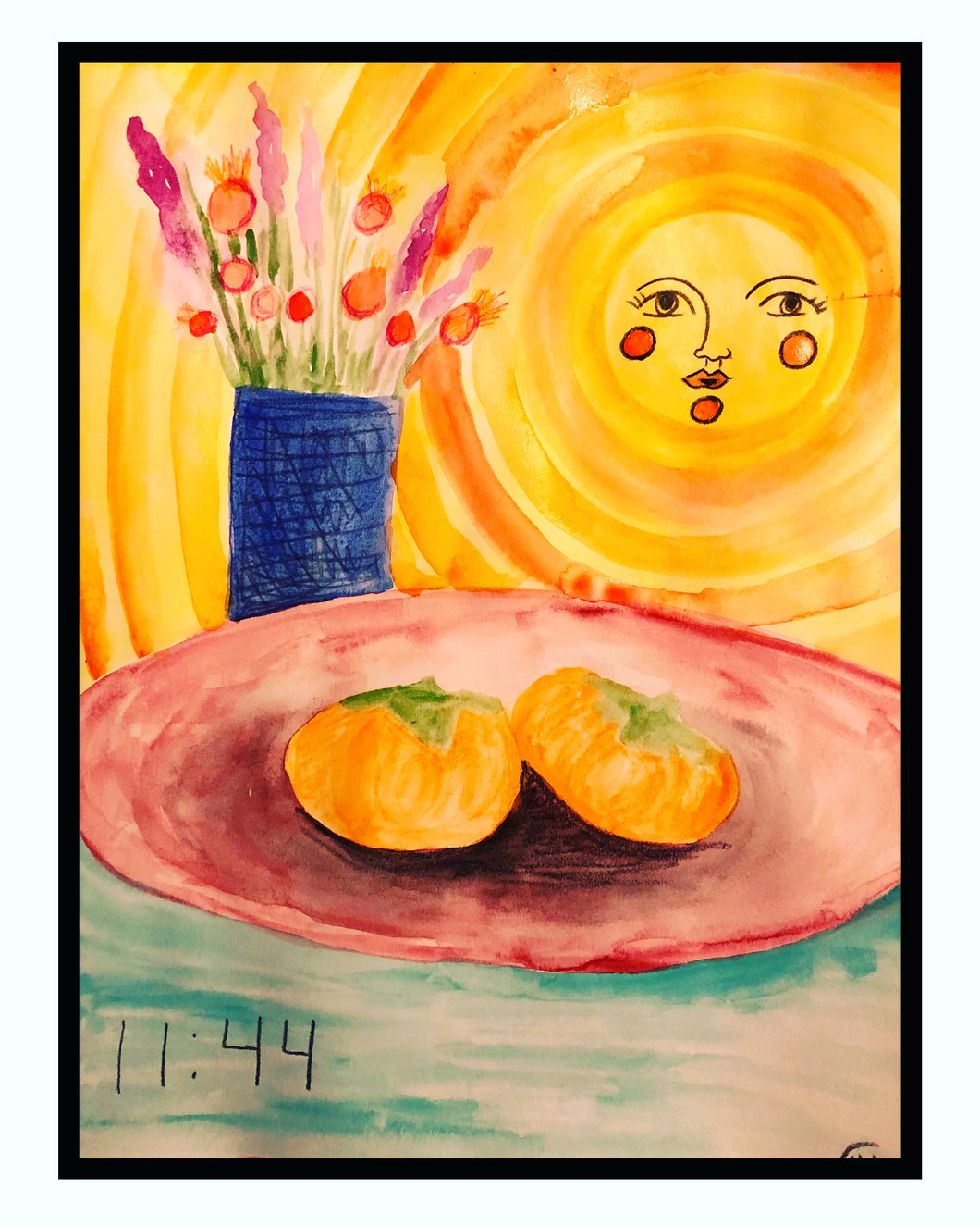 Velvet Fine Art Print “Persimmon Sun and Flowers for Luci