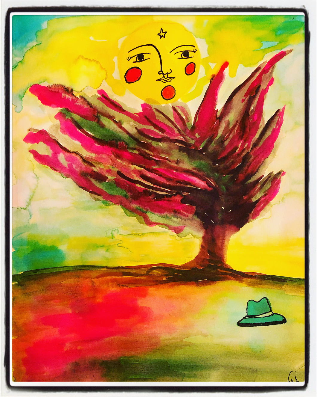 Velvet Fine Art Print “Hat resting under a spring tree
