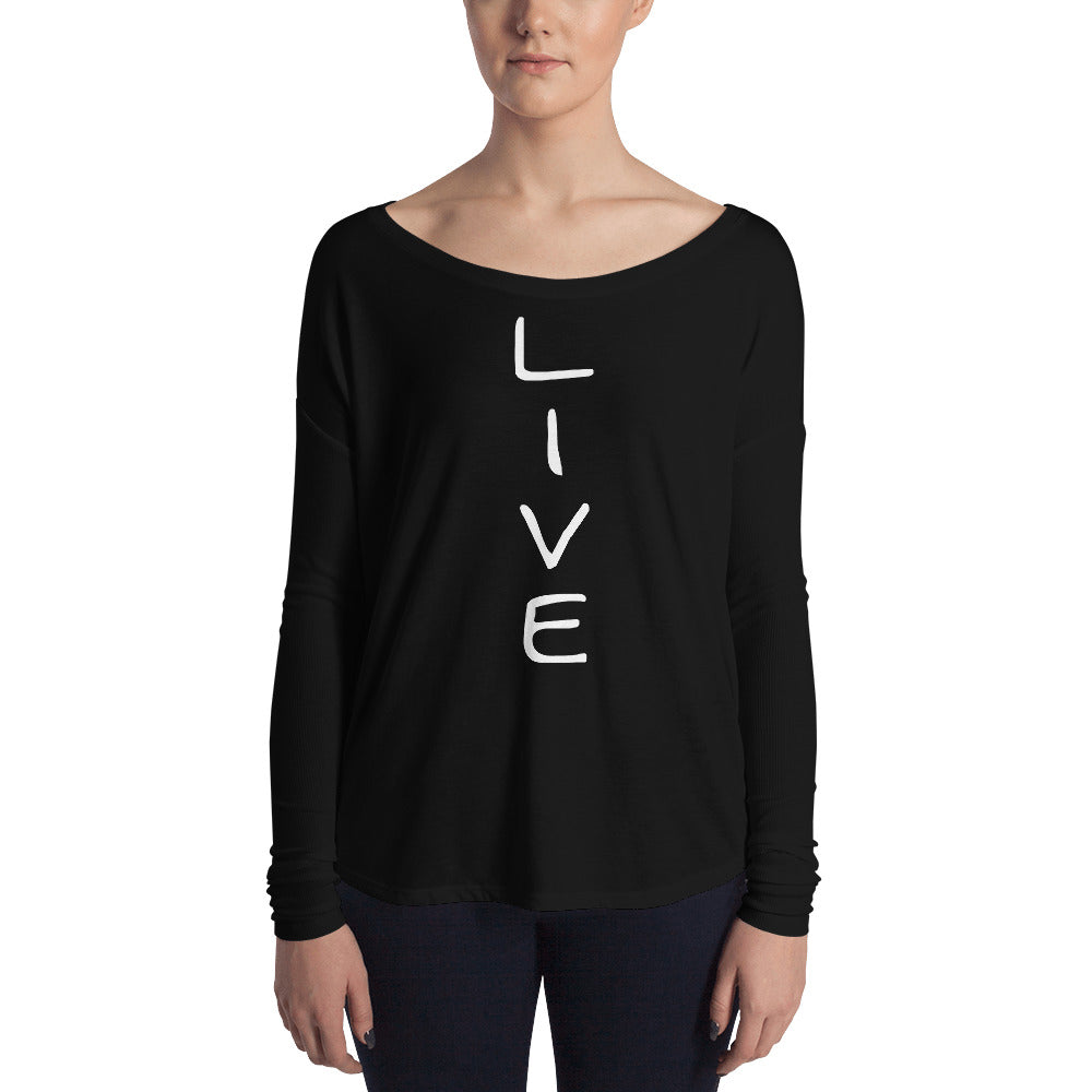 Women's LIVE Flowy Long Sleeve Tee with 2x1 Sleeves